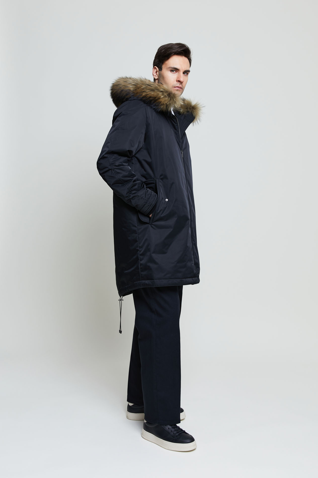 Men's parka with fur lining